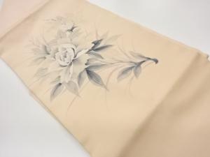 作家物　塩瀬手描き花葉模様名古屋帯